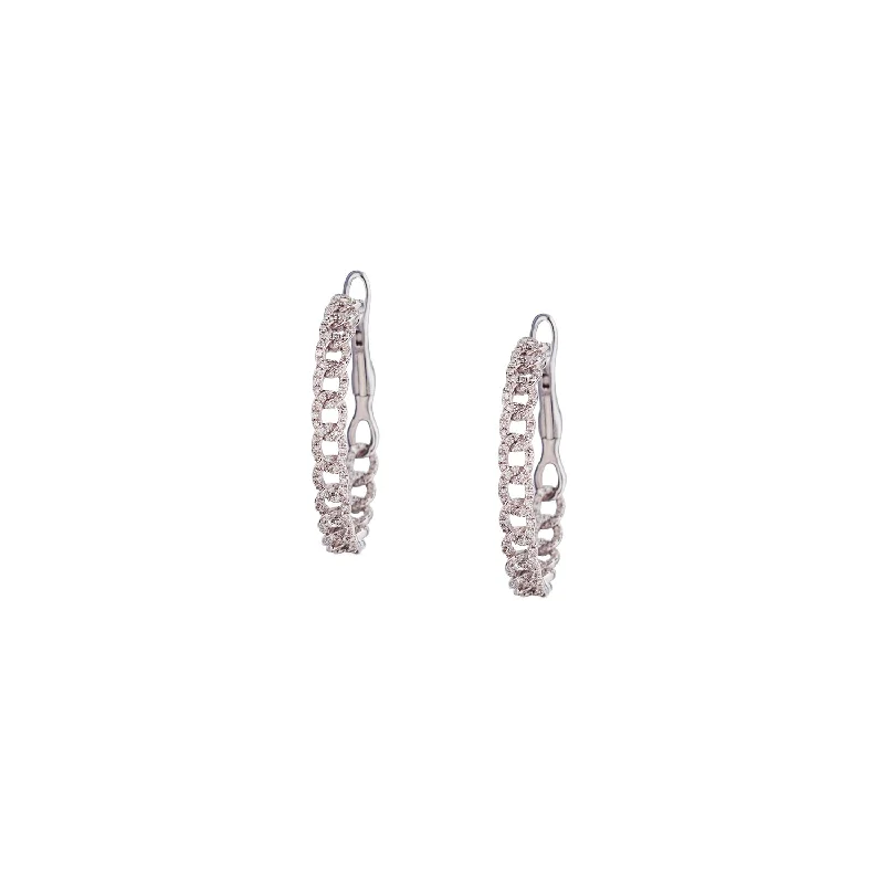 Women’s chandelier earrings-DIAMOND LINK HOOPS