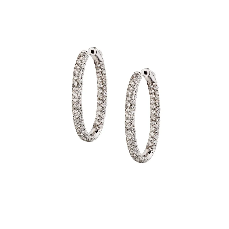 Women’s stud earrings-DIAMOND OVAL-SHAPED HOOPS