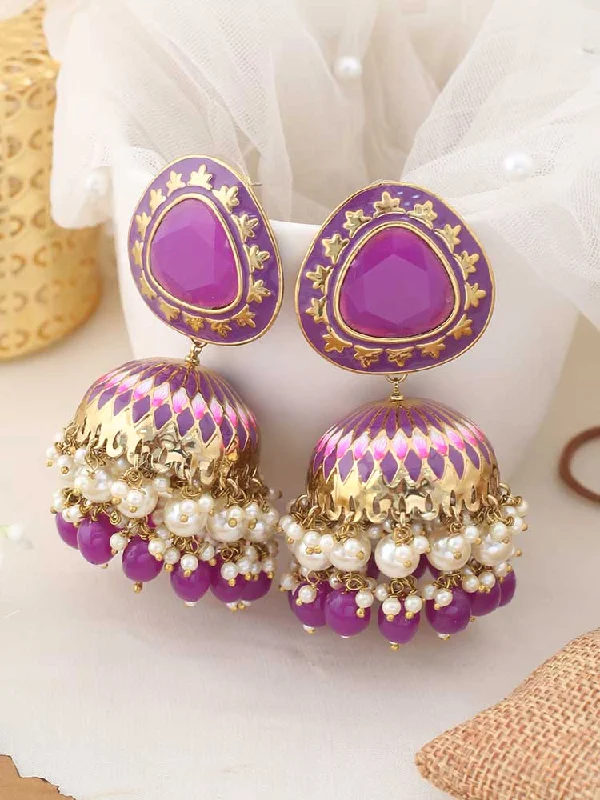 Women’s geometric earrings-Purple Chetaki Jhumkis