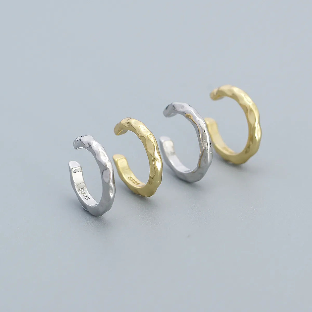 Women’s gold stud earrings-1 Pair Fashion C Shape Sterling Silver Ear Clips