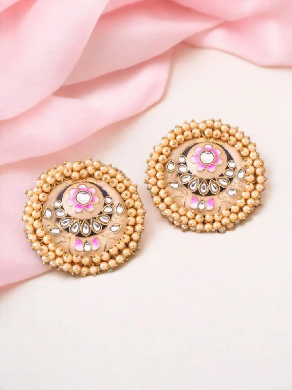 Women’s bridal earrings-Golden Anju Studs