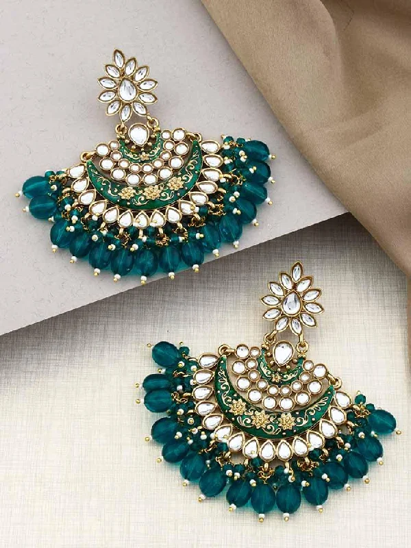 Women’s drop earrings-Emerald Ajaya Chandbalis