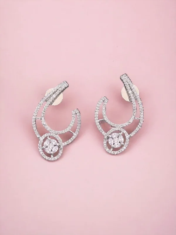 Women’s teardrop earrings-Silver Ragnhild Zirconia Studs