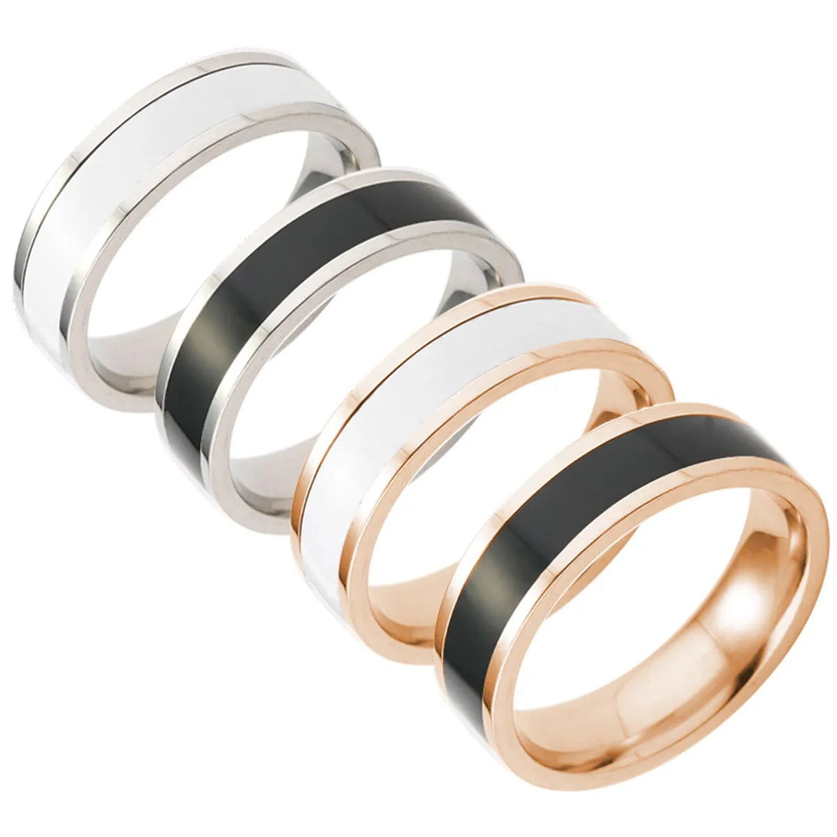 Women’s classic wedding bands-Simple Style Printing Titanium Steel Stoving Varnish No Inlaid