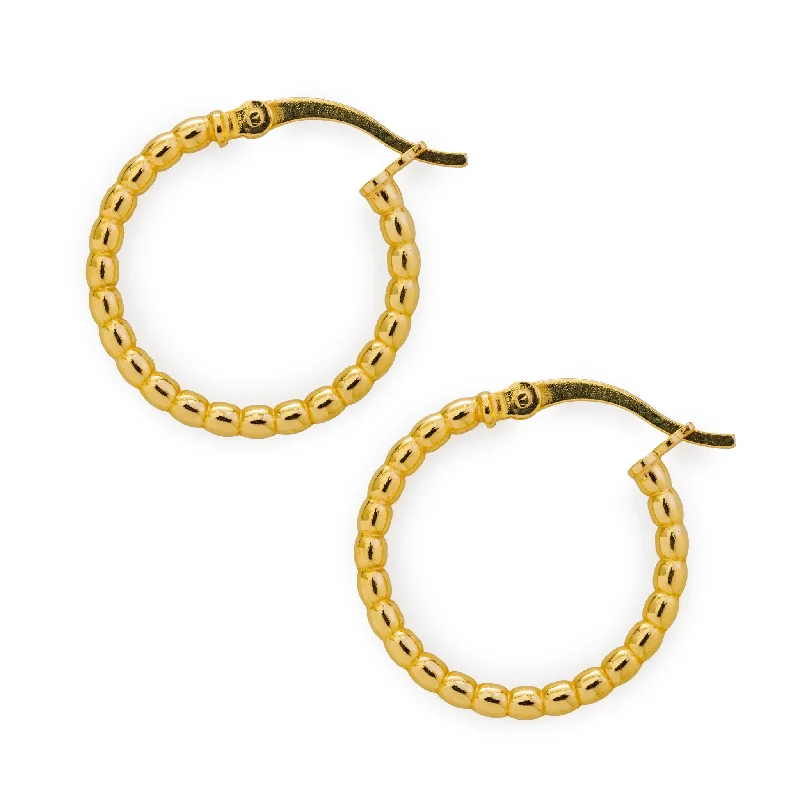 Women’s double hoop earrings-Gold Beaded Hoop Earrings