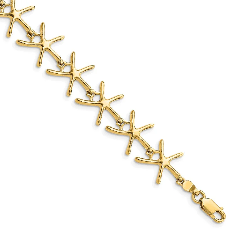 Women’s pearl bracelets-14k Polished Mini Dancing Starfish Bracelet-WBC-FB1831-7