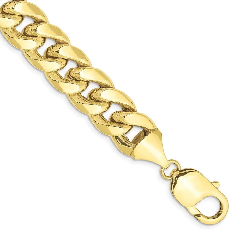 Women’s fashion bangles-10k Yellow Gold 11mm Semi-Solid Miami Cuban Chain Bracelet, 8"