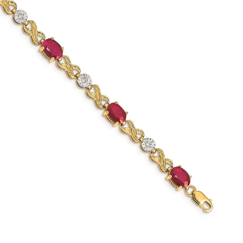 Women’s colorful bangles-14k Diamond and Ruby Infinity Bracelet-WBC-BM4490-RU-020-YA