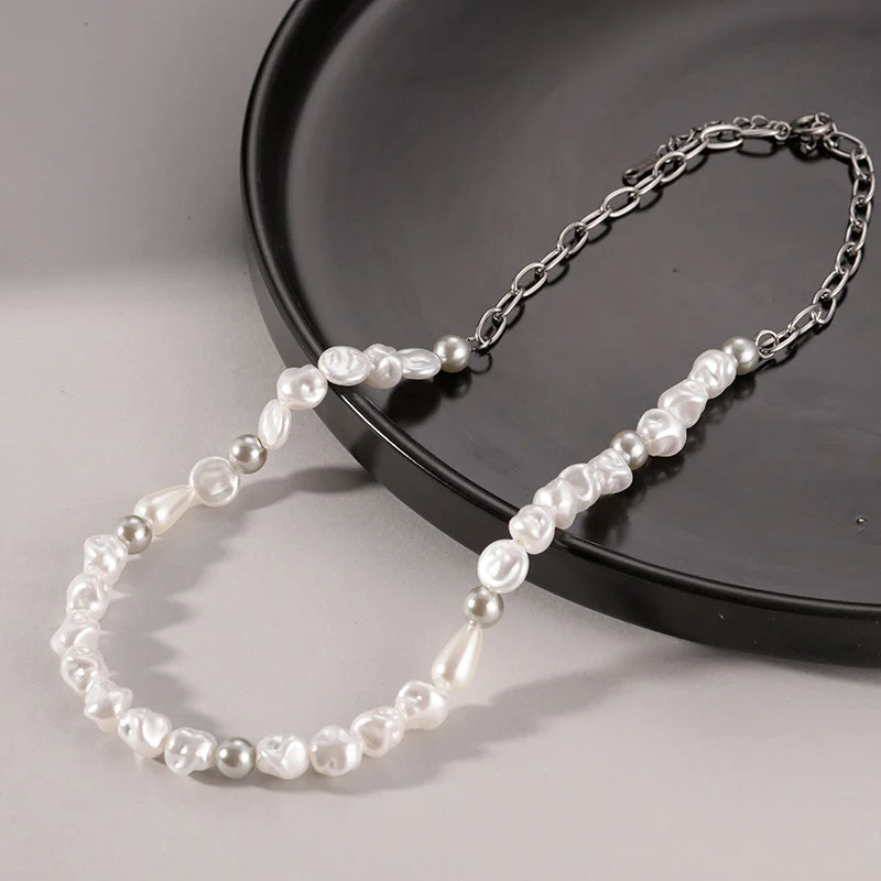 Women’s circle pendant necklaces-Elegant Romantic Modern Style Geometric Stainless Steel Imitation Pearl Beaded Necklace