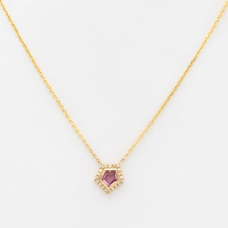 Women’s sapphire necklaces-Pink Sapphire Midi Mosaic Shape Necklace