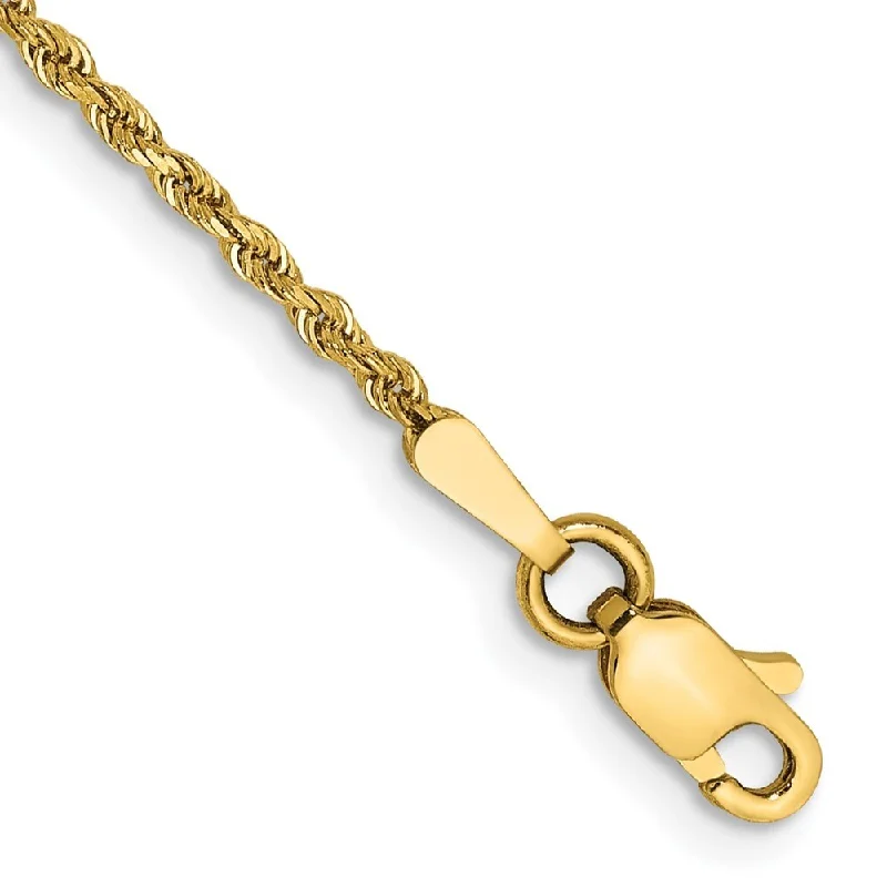 Women’s cross bracelets-14k Yellow Gold 1.50mm Diamond-Cut Rope with Lobster Clasp Chain Bracelet, 6"