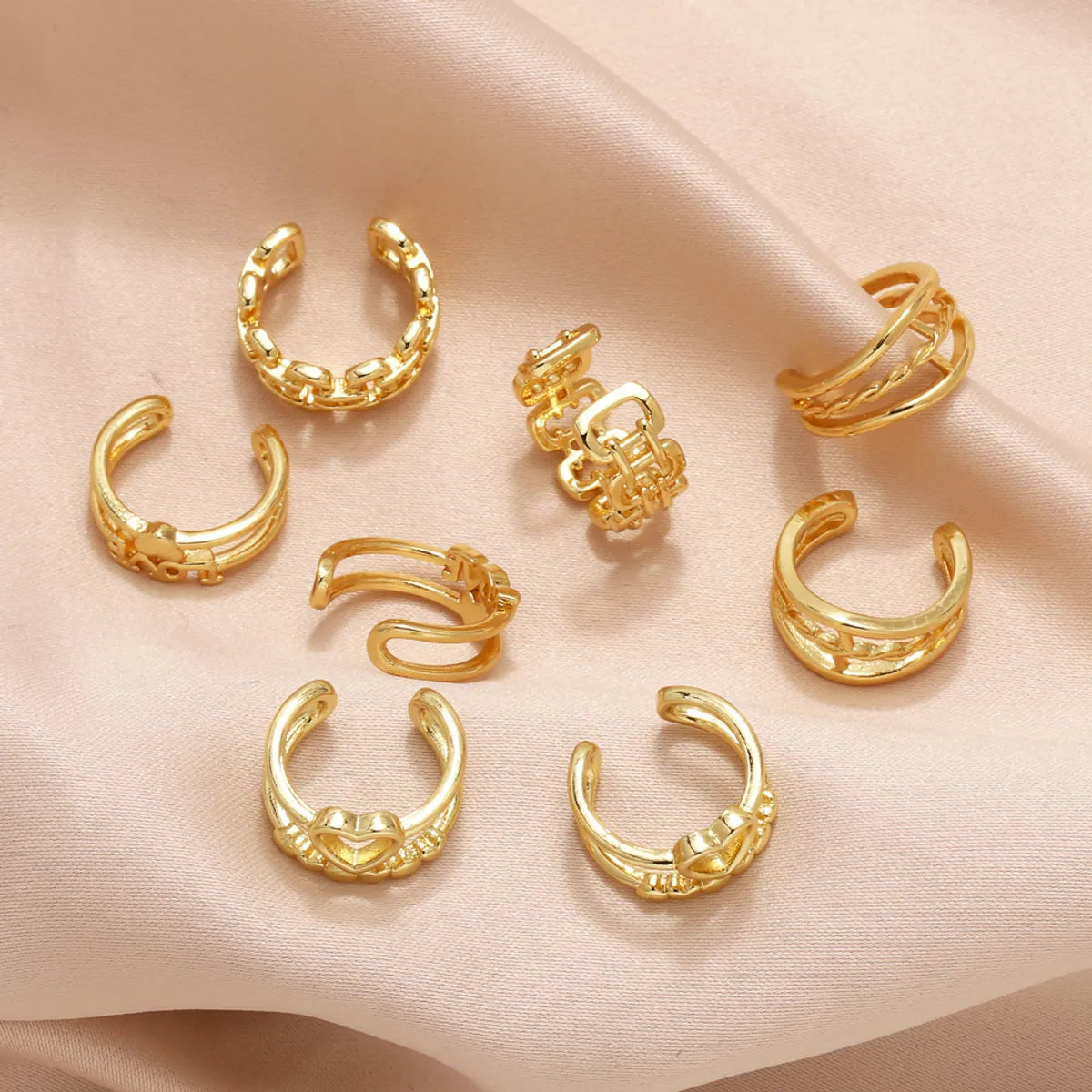 Women’s star-shaped earrings-1 Pair Simple Style Geometric Letter Heart Shape Plating Copper 18K Gold Plated Ear Cuffs