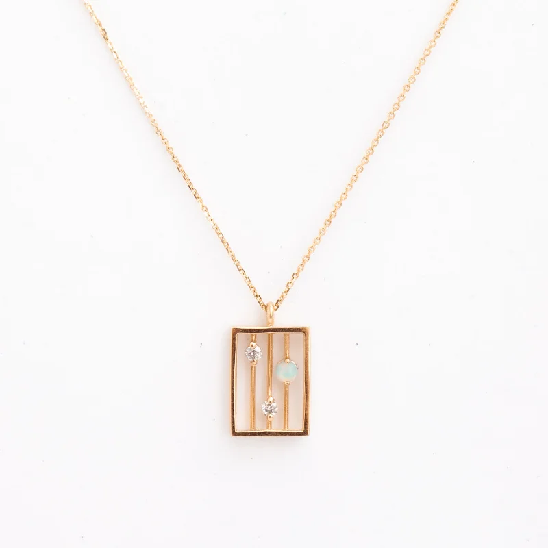 Women’s luxury necklaces-Opal & Diamond Drift Necklace