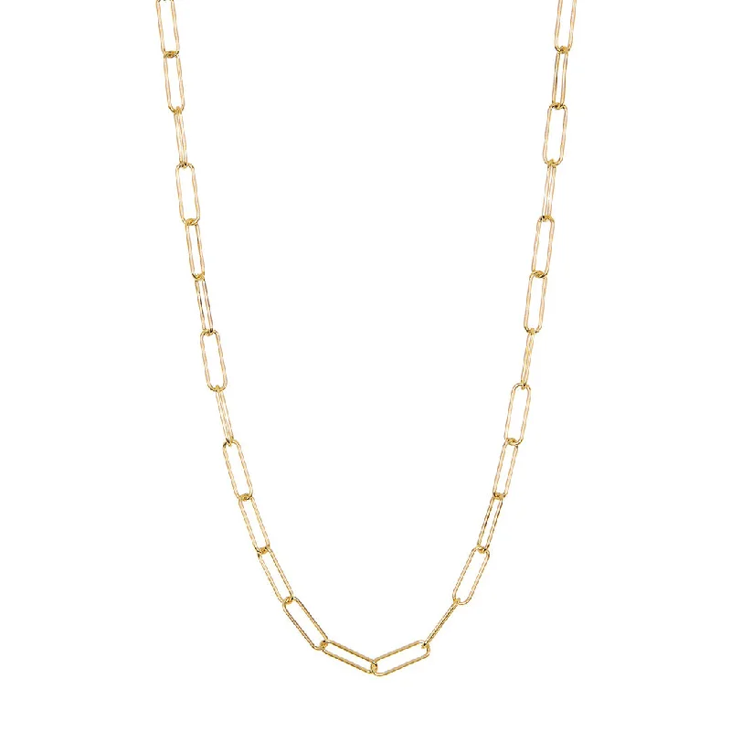 Women’s geometric necklaces-Tarnish Resistant 14k Gold Plated Paper Clip Oval Link Layering Necklace