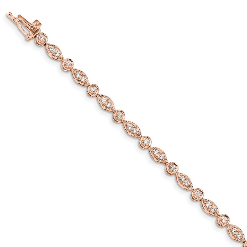 Women’s gold chain bracelets-14k Rose Gold Diamond Bracelet-WBC-BM4622-075-RA