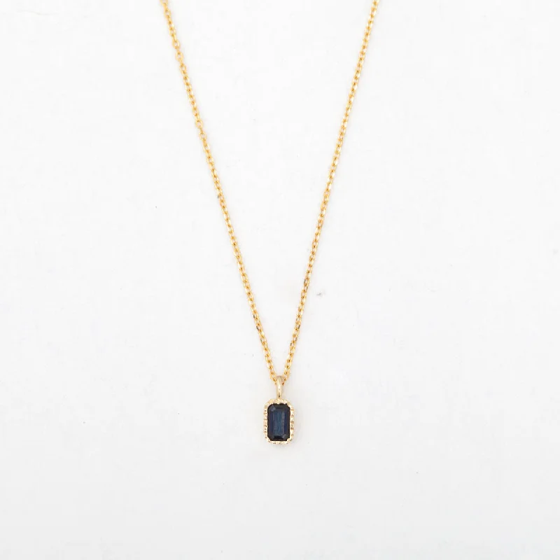 Women’s floral necklaces-Emerald Cut Blue Sapphire Wisp Necklace