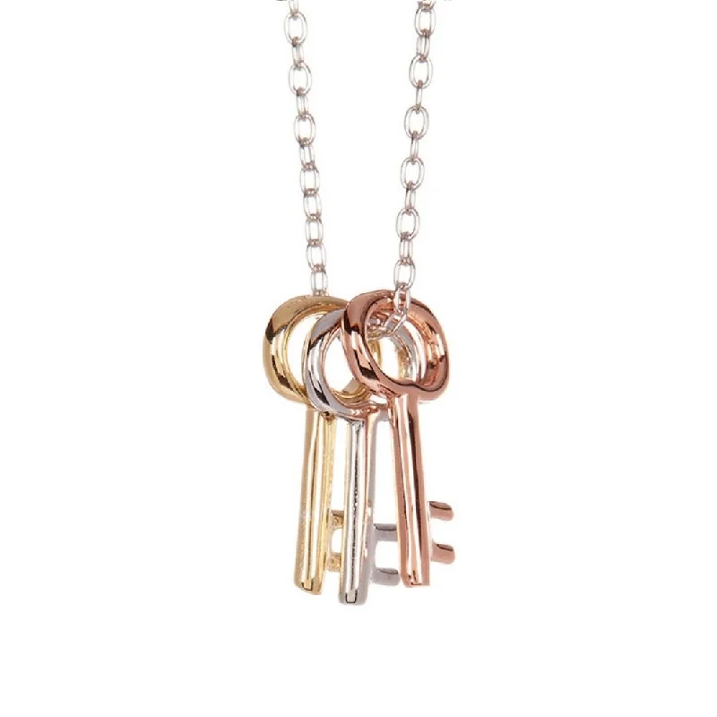 Women’s infinity necklaces-Tri-Color Three Key Necklace