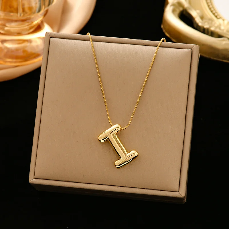 337 Letter I Snake Bones Chain-Gold