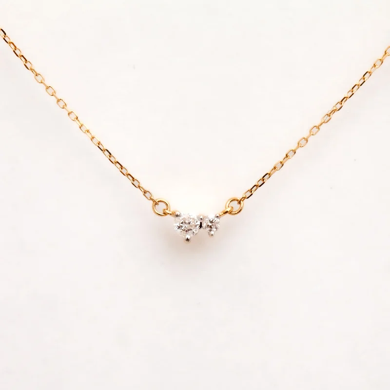 Women’s vintage necklaces-Tiny Two Diamonds Amigos Necklace