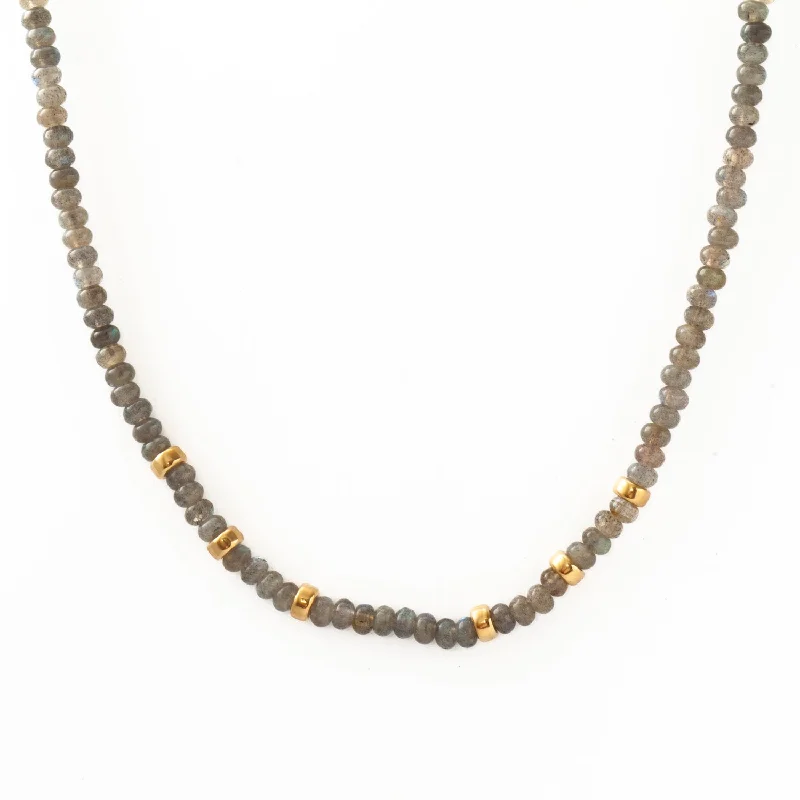 Women’s simple necklaces-Labradorite Rondelle Bead Necklace