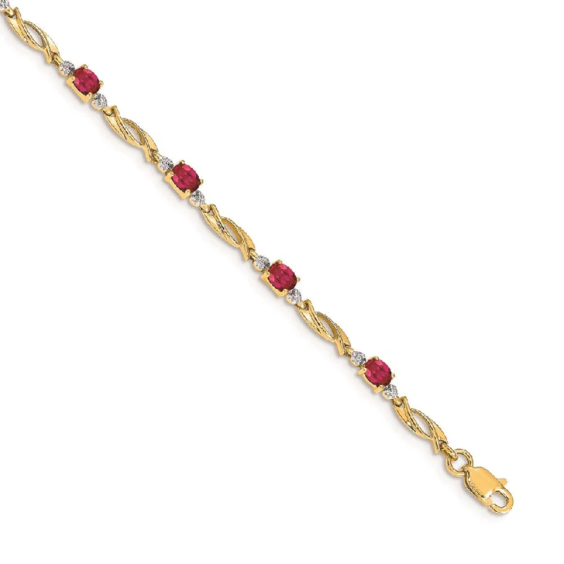 Women’s crystal bangles-14k Diamond and Composite Oval Ruby Bracelet-WBC-BM4476-RU-001-YA