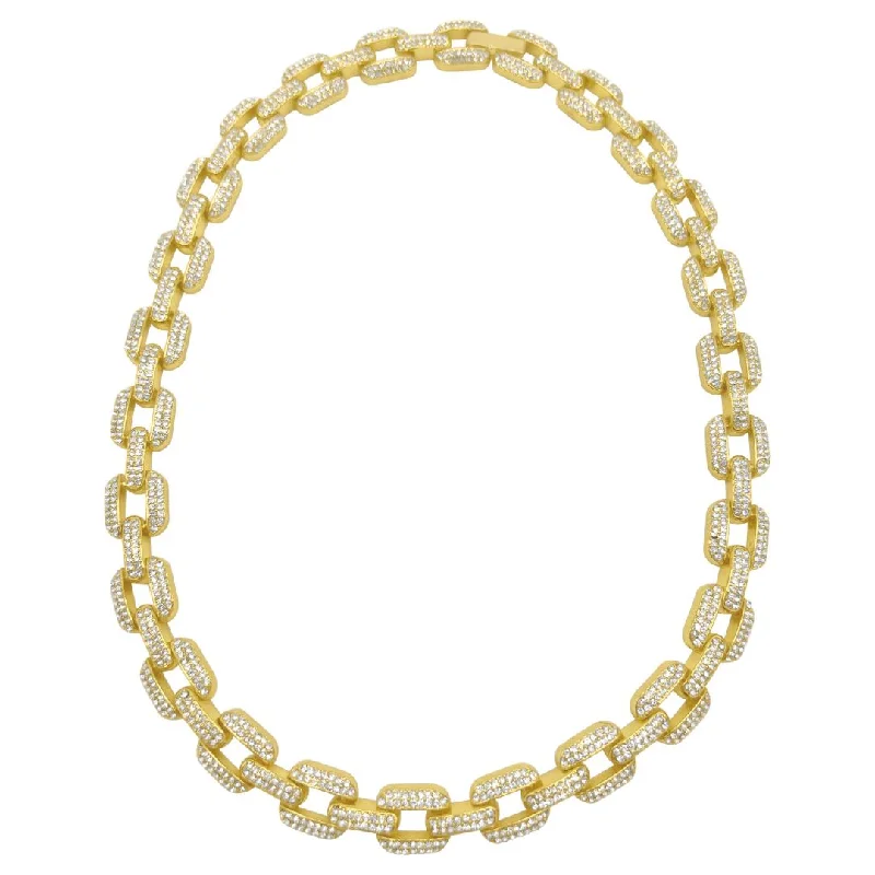 Women’s choker necklaces-14k Gold Plated Crystal Link Chain