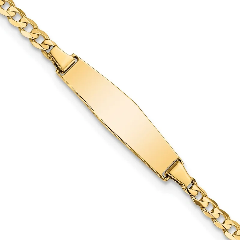 Women’s luxe gold bracelets-14k Yellow Gold 5.5mm Baby Soft Diamond Shape Curb ID Bracelet, 6"