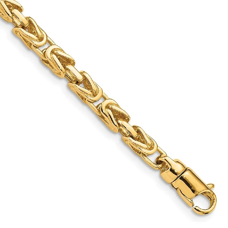 Women’s rhinestone bracelets-14k Yellow Gold 4.1mm Hand-polished Byzantine Link Bracelet, 7.5"