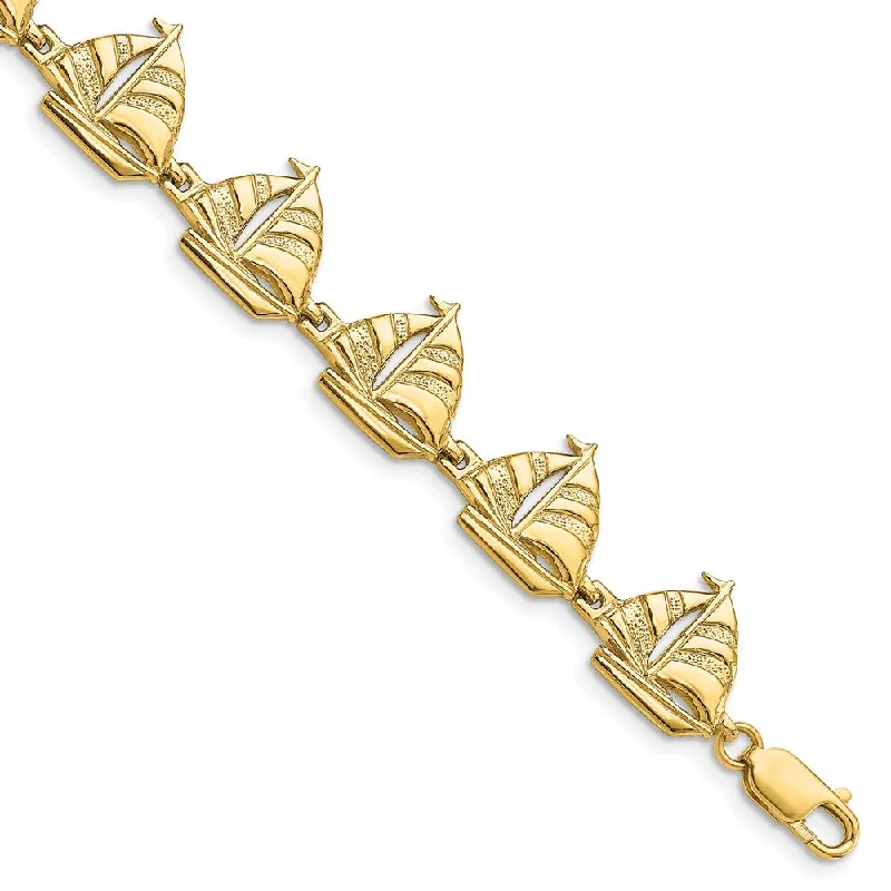 Women’s heart-shaped bracelets-14k Sailboat Bracelet-WBC-FB1785-7.25