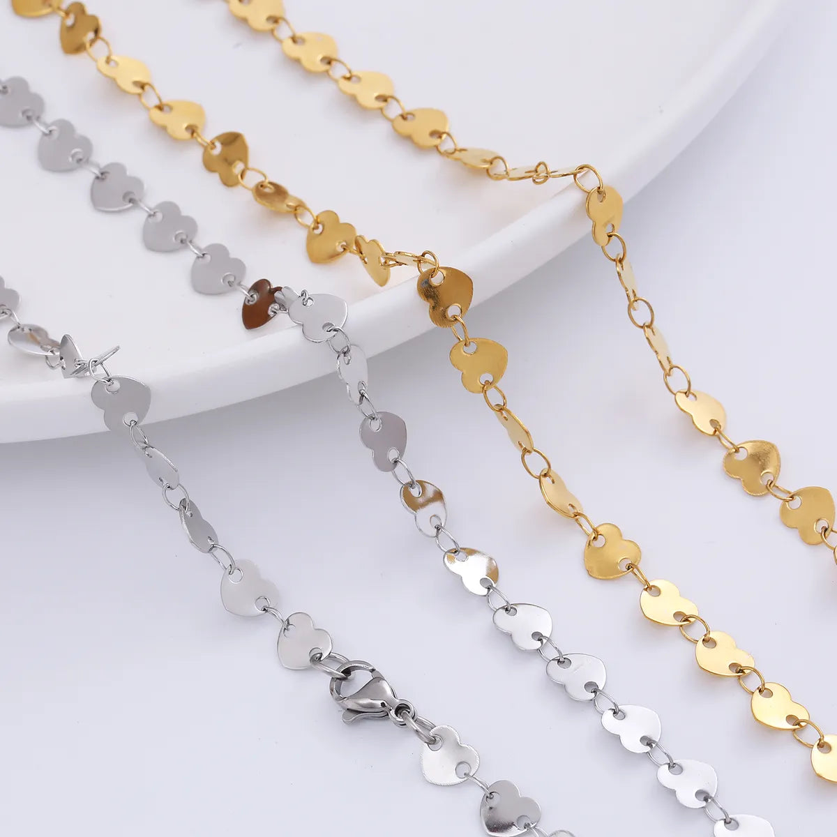 Women’s pearl pendant necklaces-Sweet Heart Shape Stainless Steel Plating Chain Choker