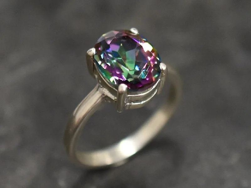 Genuine Topaz Ring - Purple Engagement Ring - Mystic Topaz Ring