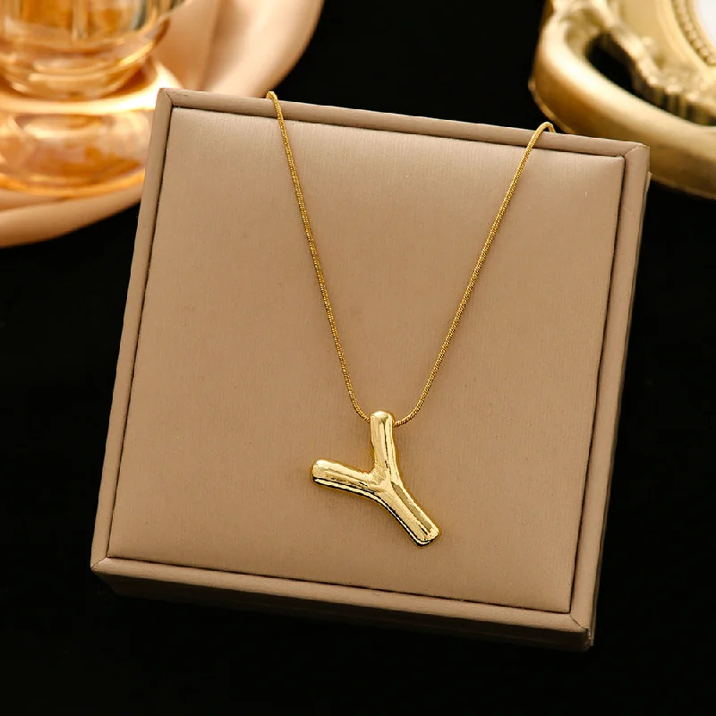 337 Letter Y Snake Bones Chain-Gold