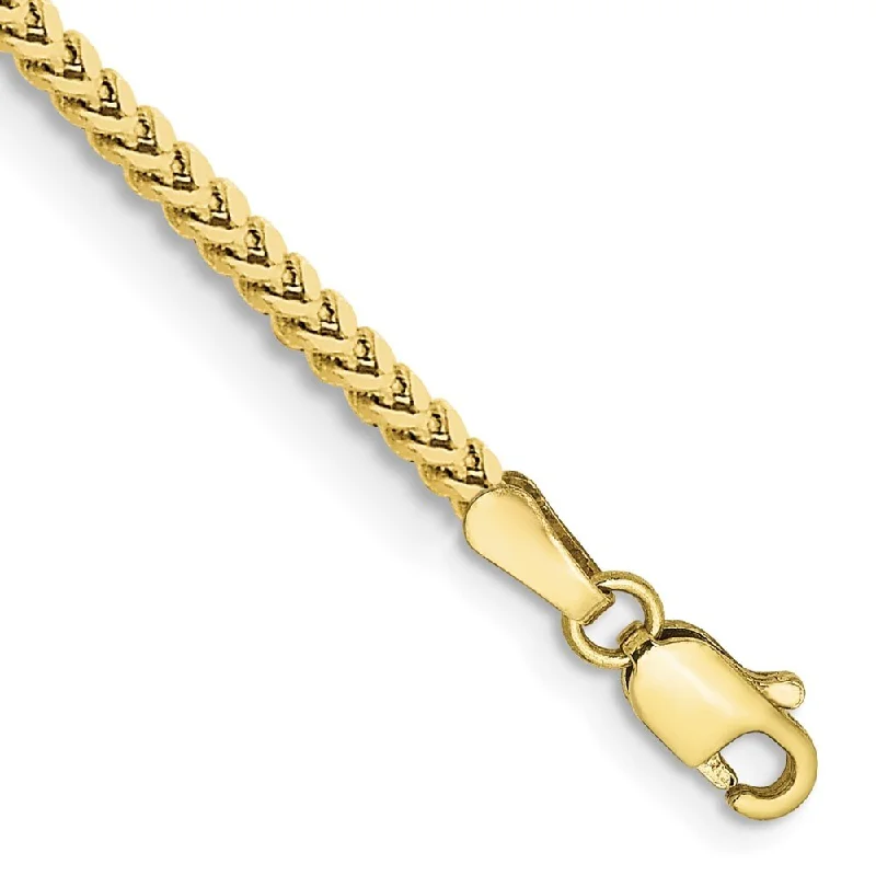 Women’s pearl charm bracelets-10k Yellow Gold 2mm Franco Chain Bracelet, 7"