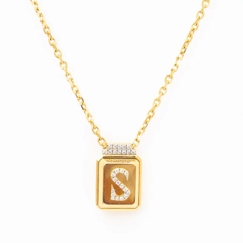 Women’s personalized diamond necklaces-All-Gold Initial Signet Necklace