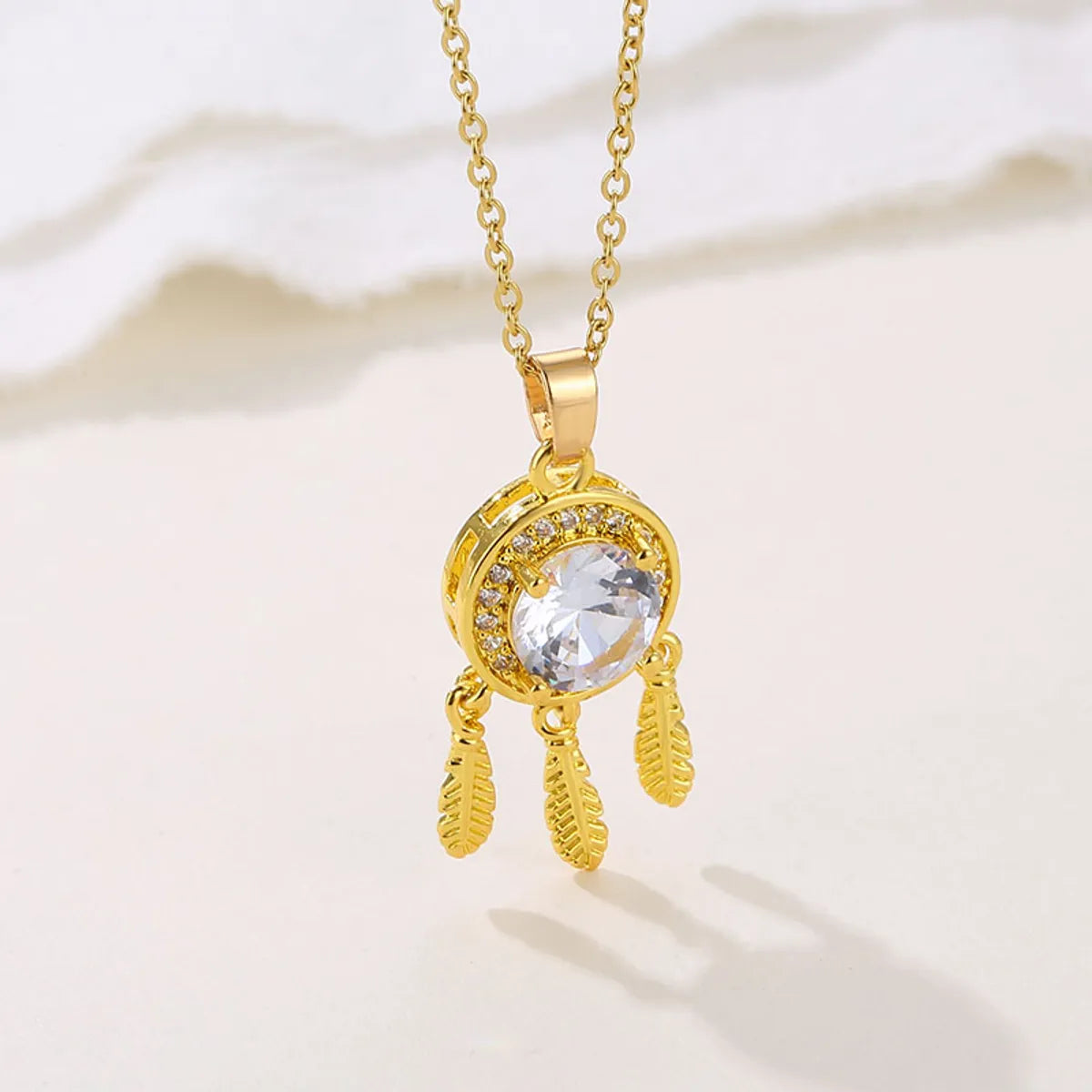 Women’s minimalist necklaces-Elegant Dreamcatcher Stainless Steel Plating Inlay Zircon 18k Gold Plated Gold Plated Pendant Necklace