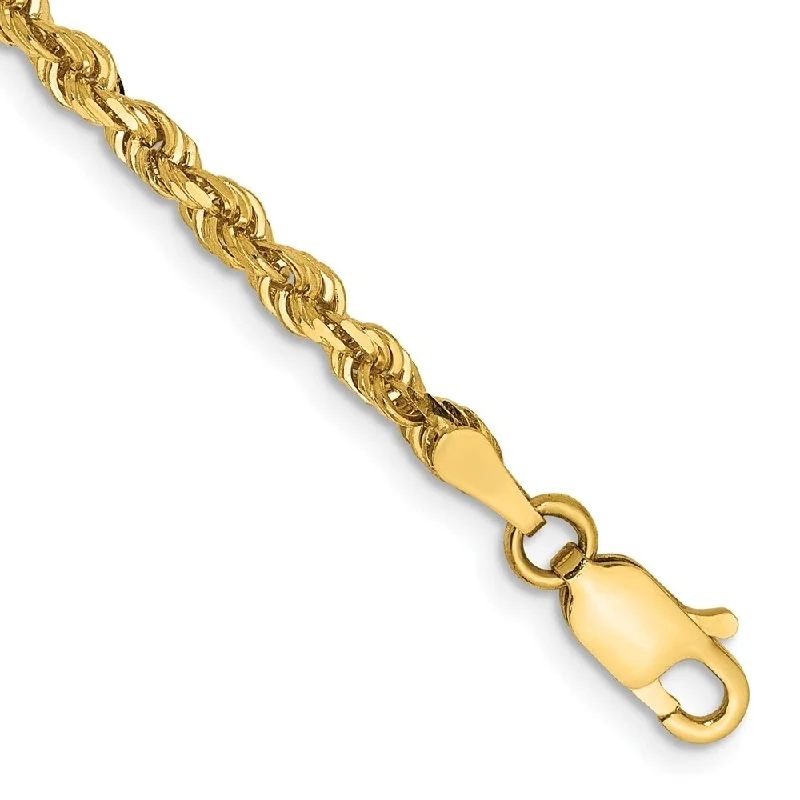 Women’s gemstone charm bracelets-14k Yellow Gold 3.0mm Diamond-Cut Quadruple Rope Chain Bracelet, 7"