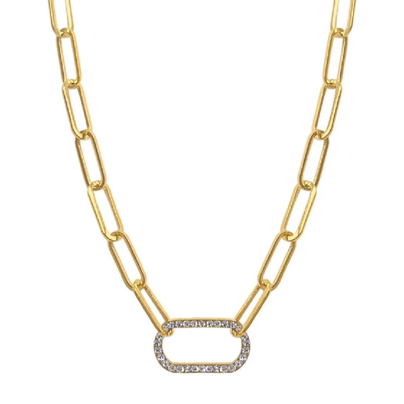 Women’s two-tone necklaces-Tarnish Resistant 14k Gold Plated Paper Clip Chain with Oversized Link Necklace