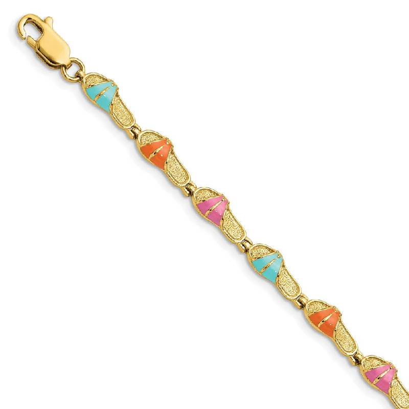 Women’s leather bracelets-14k Multi-Color Enamel Sandal Bracelet-WBC-FB1568-7.25