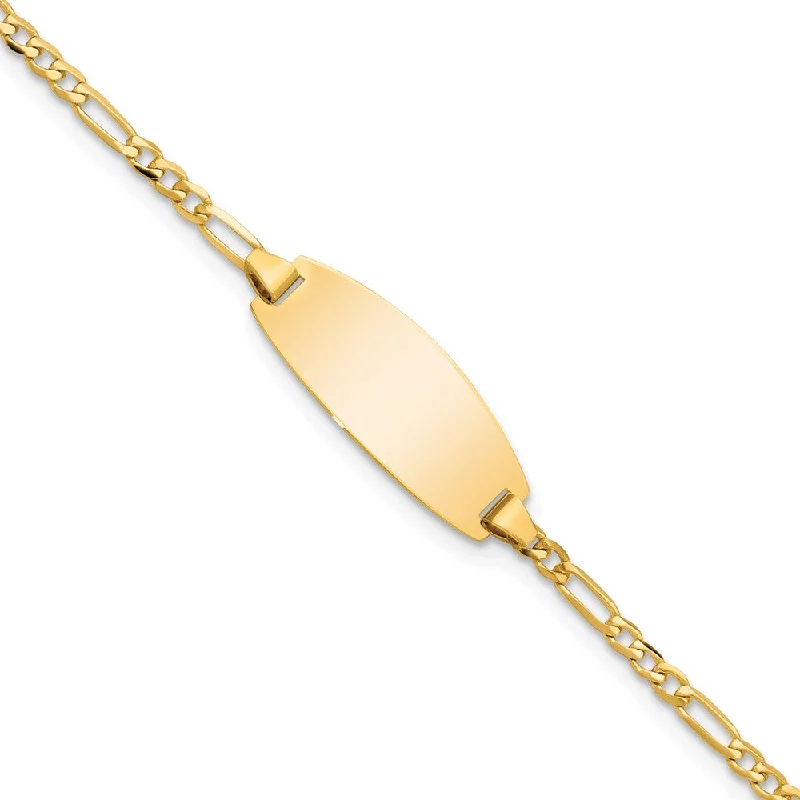 Women’s gemstone bangles-14k Oval Figaro ID Bracelet-WBC-LID84-5.5