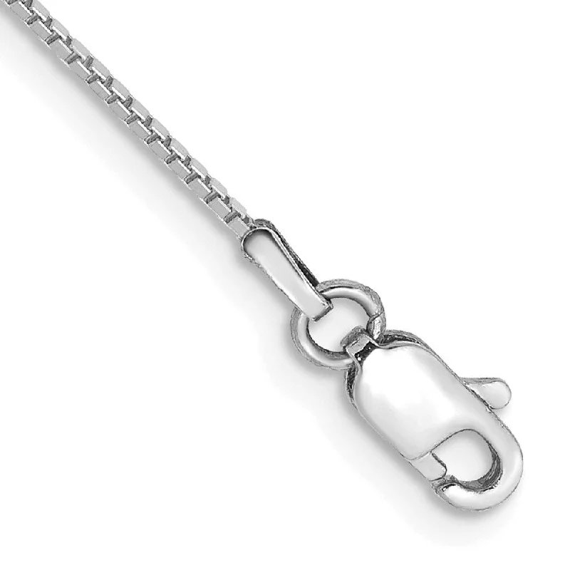 Women’s minimalist bracelets-10k White Gold 0.9mm Box Chain Bracelet, 7"