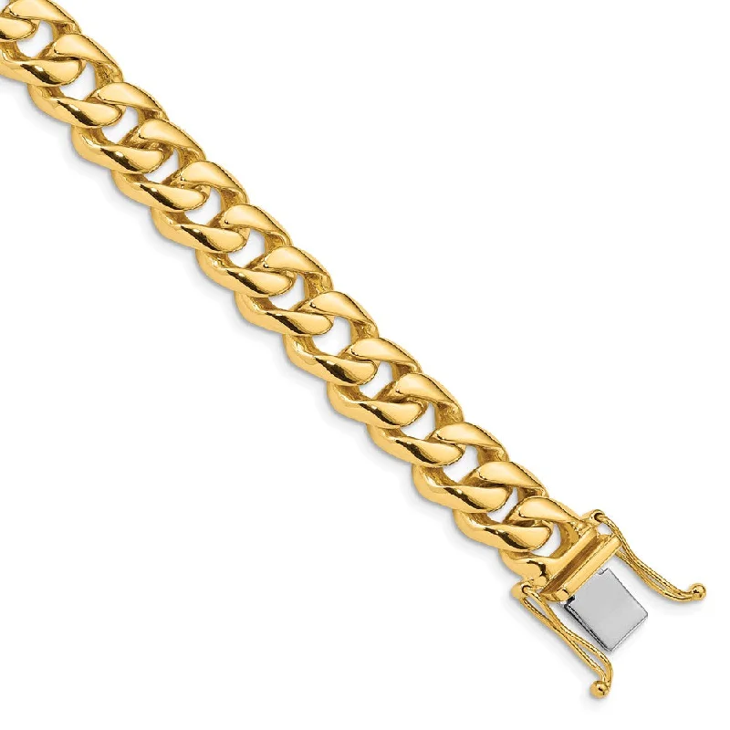 Women’s gold chain bracelets-14k 9.6mm Hand-polished Rounded Curb Link Bracelet-WBC-LK126-8