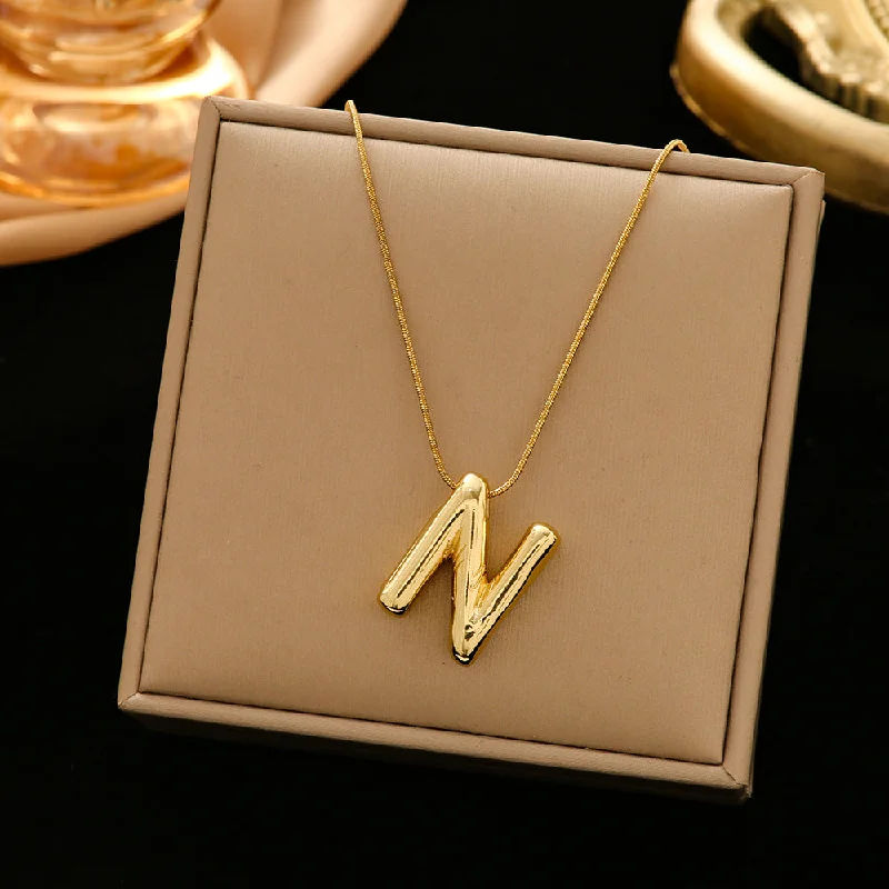 337 Letter N Snake Bones Chain-Gold