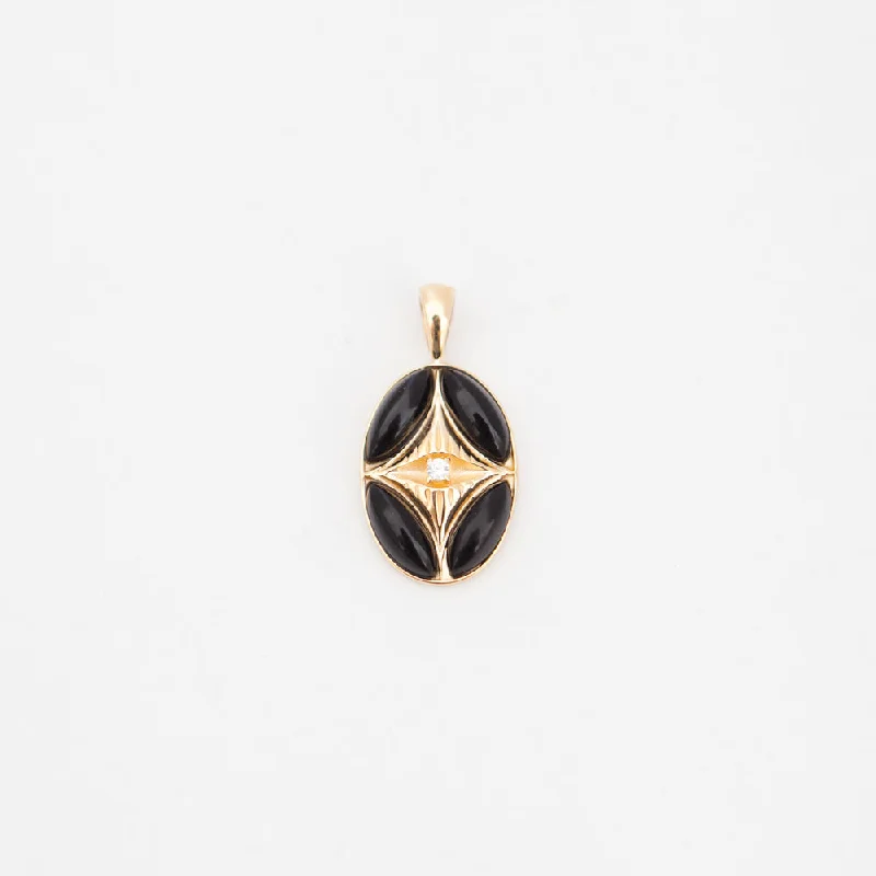 Women’s gold chain necklaces-Onyx Perrine Amulet