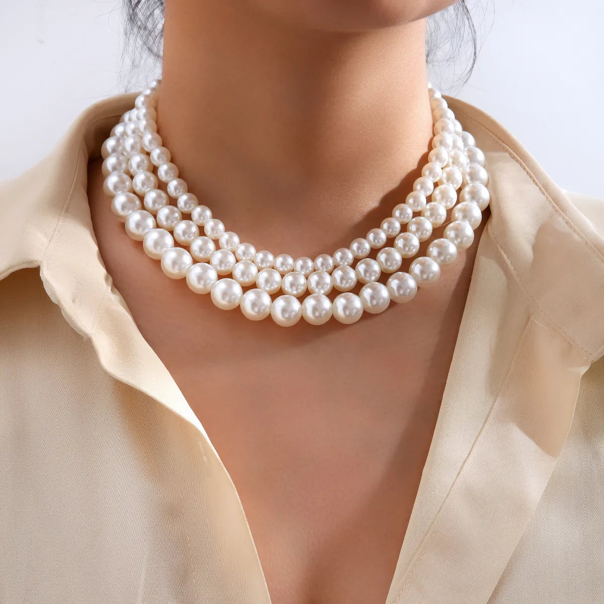 Women’s wedding necklaces-Elegant Geometric Artificial Pearl Beaded Women's Necklace