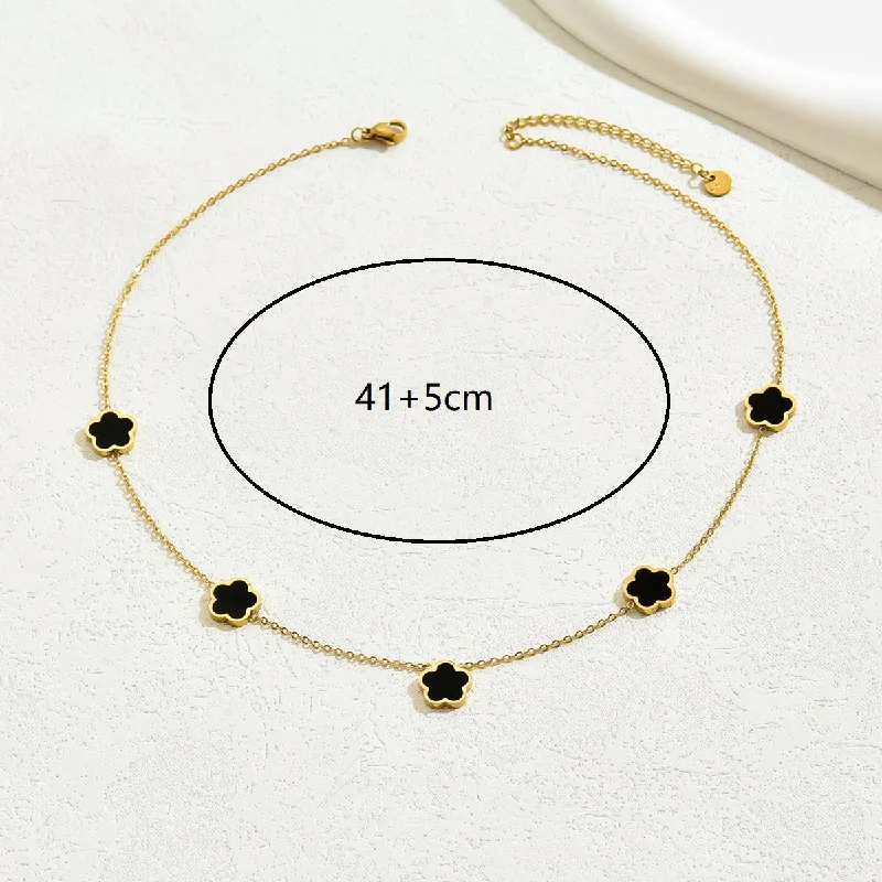 Women’s fashion necklaces-Ig Style Commute Flower Stainless Steel Plating Inlay Shell 18k Gold Plated Necklace