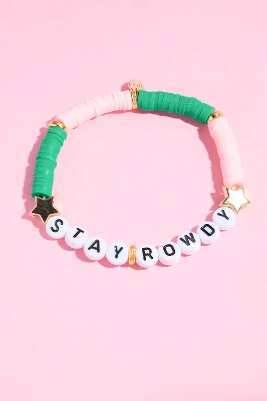 Women’s personalized bangles-Stay Rowdy Inspirational Beaded Bracelet