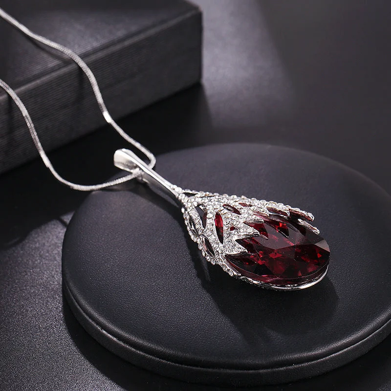 Geometric Hollow Water Drops Silver + Big Red