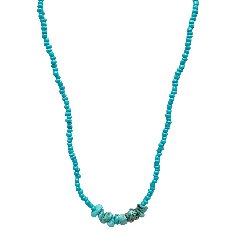 Women’s birthstone pendant necklaces-Turquoise Beaded Necklace