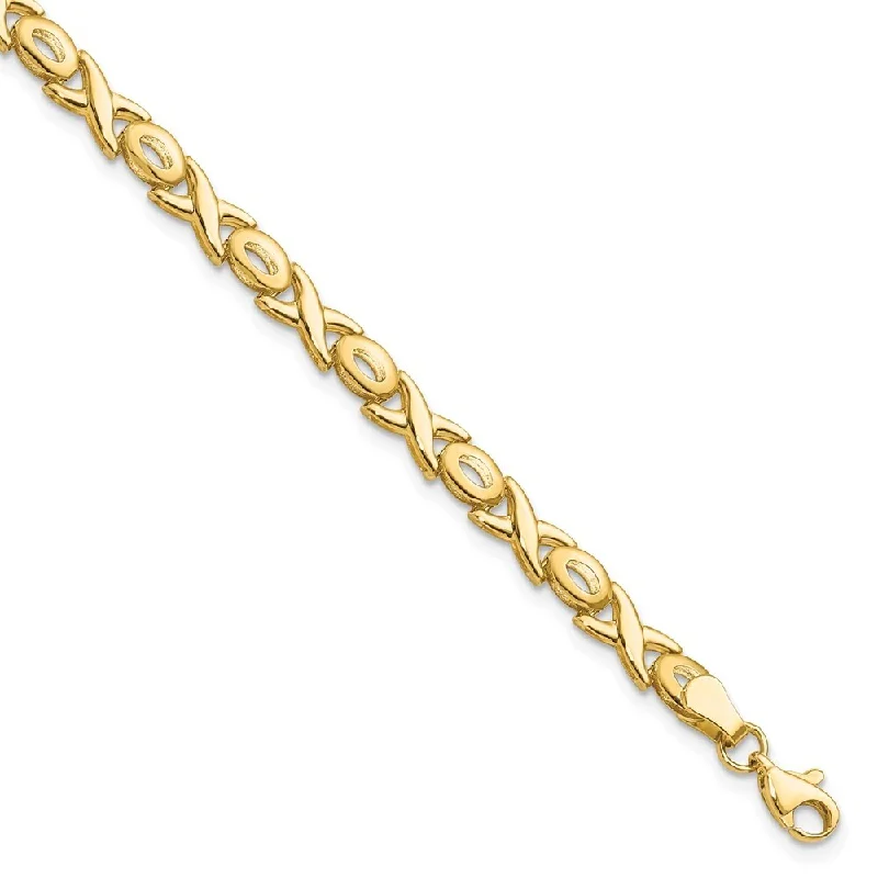 Women’s butterfly bracelets-14k Yellow Gold 4mm XOXO Bracelet, 7"