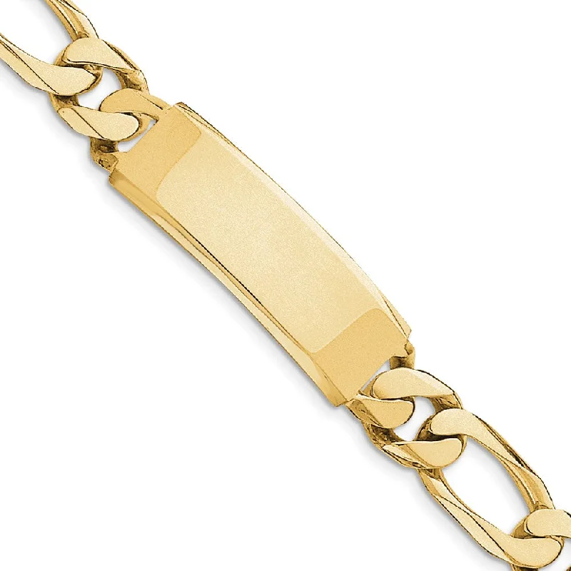 Women’s cross bracelets-14k Hand-polished Figaro Link ID Bracelet-WBC-LK111ID-8.5